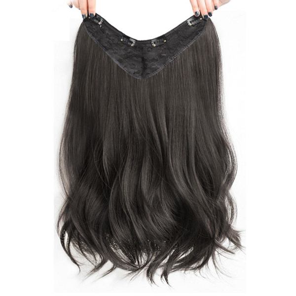 V-formad peruk för kvinnor koreansk stil medellängd Sweet Curled brown black 50cm