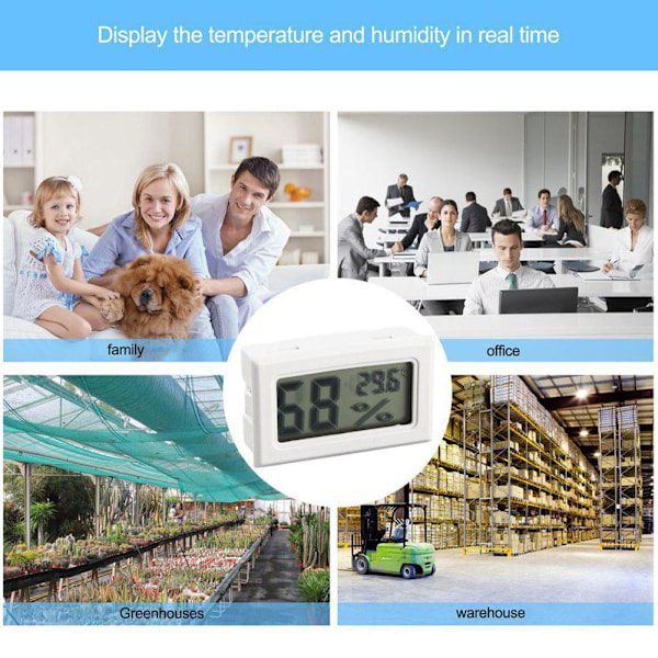 Digital hygrometer LCD termometer hygrometer vivarium orm black One-size