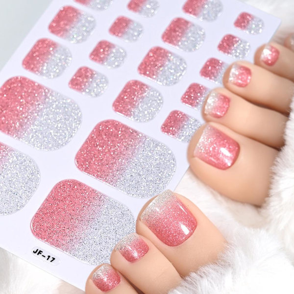 Glitter Tånageldekor Självhäftande Full Täckning Ren Färg Tånagel Wraps GXU  JF-27 1pcs
