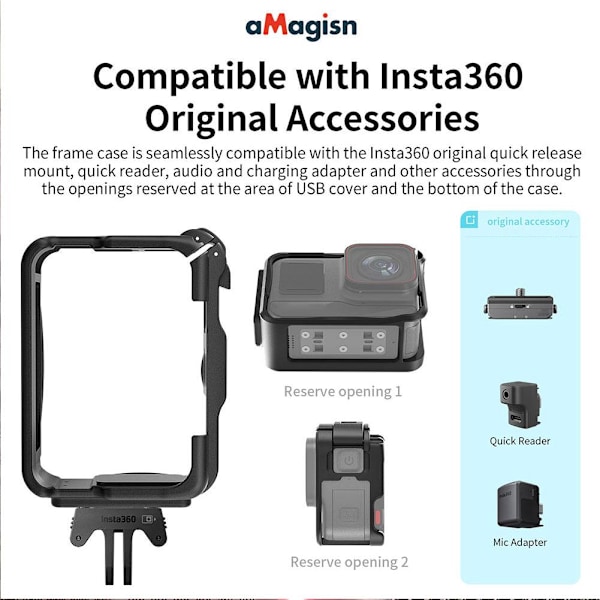 För Insta360 Ace/Ace Pro Kamerahus Ramar Fodral Skydd Bur Ny Y2 blackA For Insta360 Ace pro