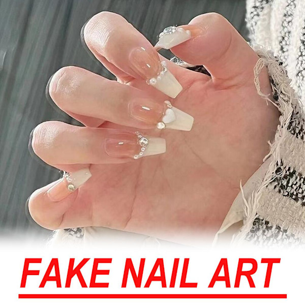 Bärbar Nagelplåster Ren Åtrå Vind Medium Längd Falska Naglar Nagelplåster Bär L1I4 1 set