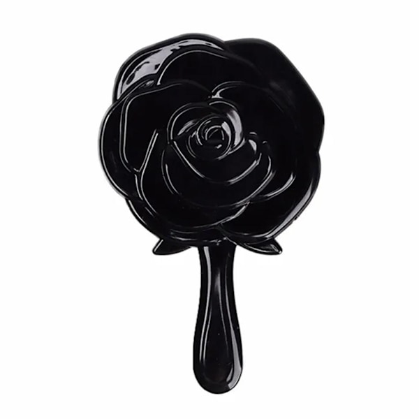 Vintage Ros Handhållen Sminkspegel Ficksminkspegel black 1pcs
