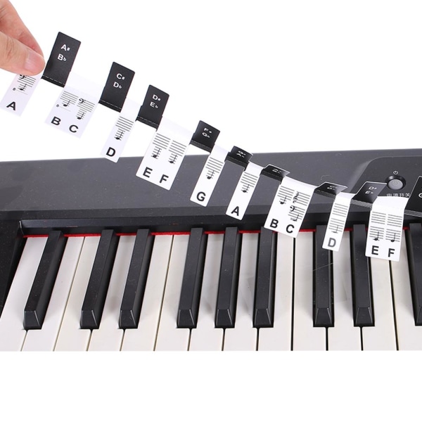 Avtagbar 88-tangenters pianoklaviatur Notetiketter Återanvändbar pianostav colourful one-size