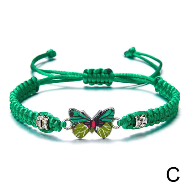 Fjärilsarmband Dam Fjäril Hänge Flätat Armband Ad Green One size