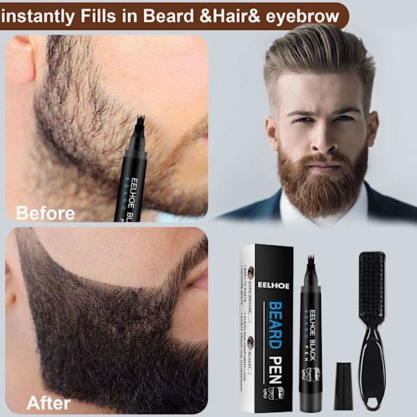 5 färger SBeard Filling Pen Kit Frisörborste Penna Ansikte E brown One-size