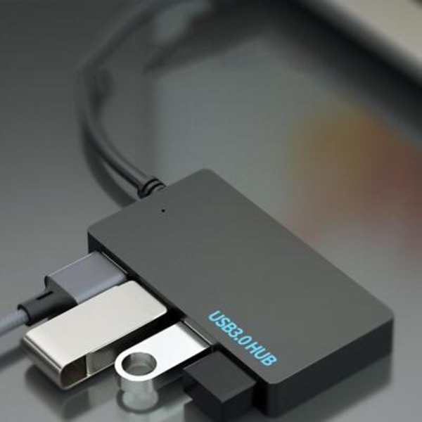 NY 4-Portars Hub Splitter USB 3.0 Höghastighetsadaptrar Multi PC Laptop Desktop blackA usb3.0