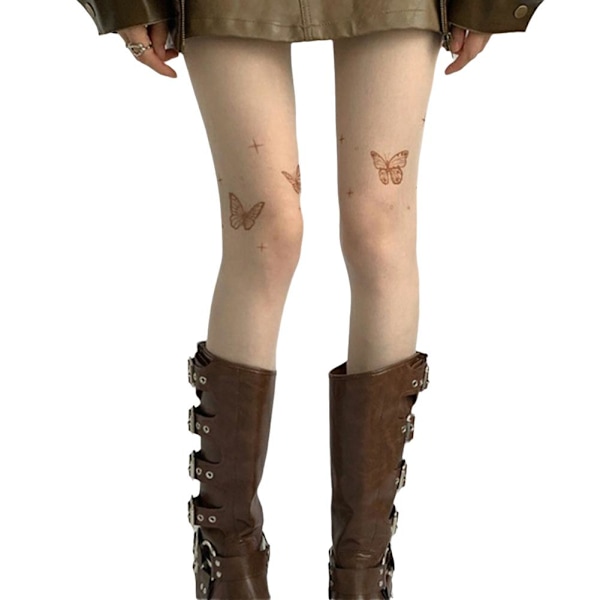 2024 Nya Svarta Sidenstrumpor Anti-hake Sidenstrumpor Botten Tights~ Fjäril G1 B3V6  white three