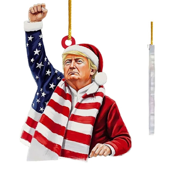 Julgransprydnad Patriotisk Dekor 2024, 2D Akrylhänge med AA 1pcs