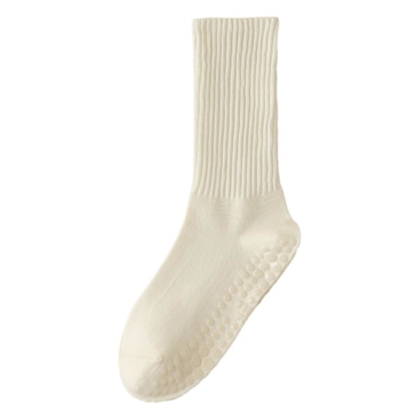 Anti-halk Yoga Strumpor för Kvinnor Fitness Mellanvader Tjocka Strumpor Färgade Strumpor Dansstrumpor Pilates Enfärgade F9m5 White 1 pair