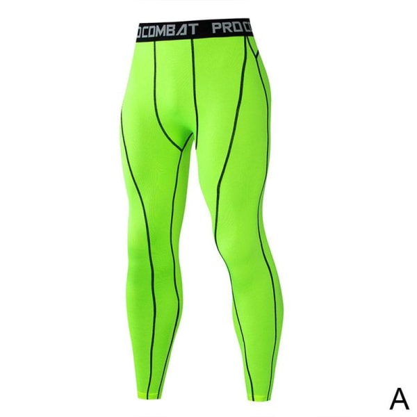 Herrtights Kompressionsbyxor Träningsbyxor Basketboll Jogging green XXXL