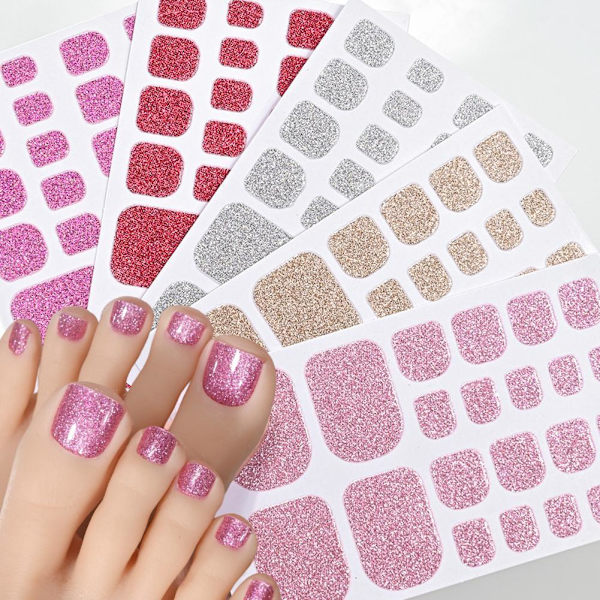 Glitter Tånageldekor Självhäftande Full Täckning Ren Färg Tånagel Wraps GXU  JF-26 1pcs