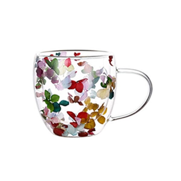 Dubbelväggig Glasmugg Torkad Blomma Fyllning Kvicksandsmugg Dricksvattenglas Muggar B 250ML