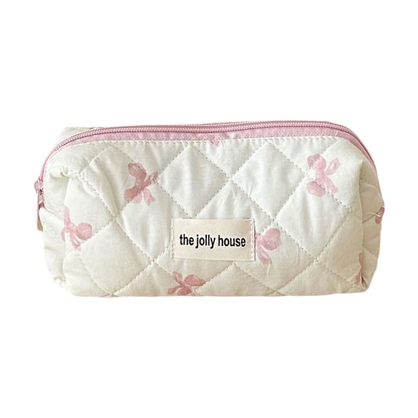 HOT Sminkväska med rosett Bärbar förvaringsväska Toalettväska Sminkorganisatör  pink Cosmetic bag