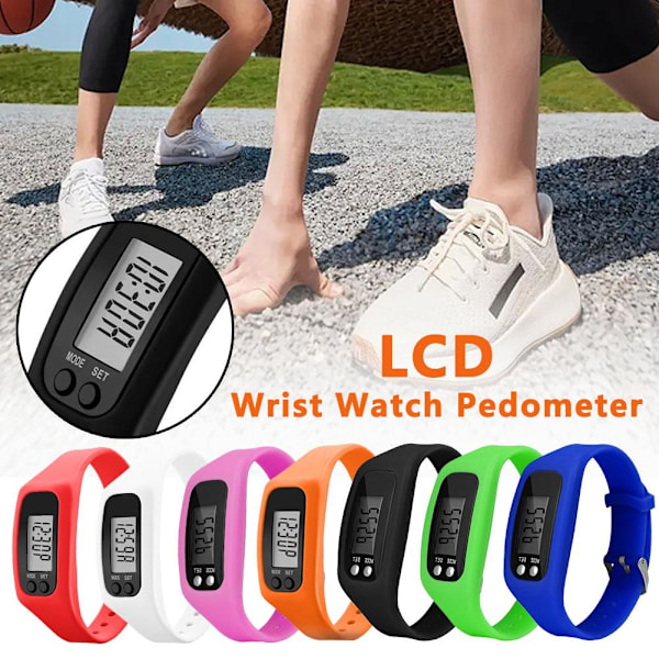 LCD Armbandsur Stegräknare Sport Steg Distans Kaloriräknare B Pink 1pc