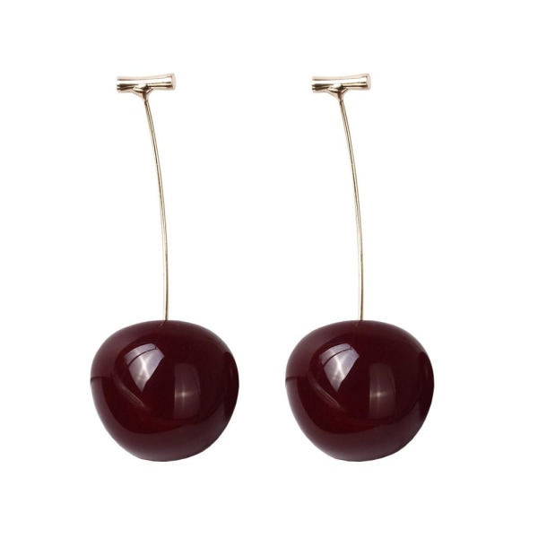 Mode söt körsbär Simulering frukt örhängen Örhängen Drop Stud Cut Dark Red One size