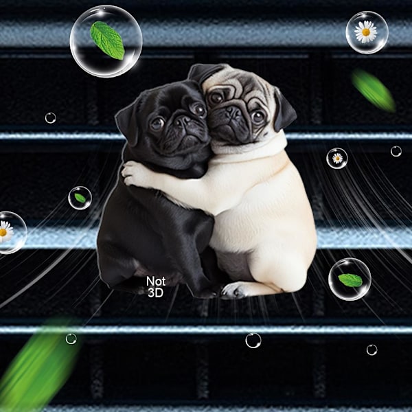 LQQDREX Bedårande Mops Akryl Bil Luftventil Doftspridare, 2D Söt Hunddesign Solid Doft, Mops Luftfräschare Dekorativa Tillbehör, Cu F One size