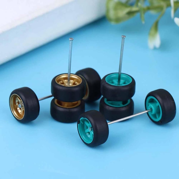 Anpassade Alloy 1:64-ekrar, hjul och däck, Real Riders-gummi för Hot Wheels W6F3 golden onesize