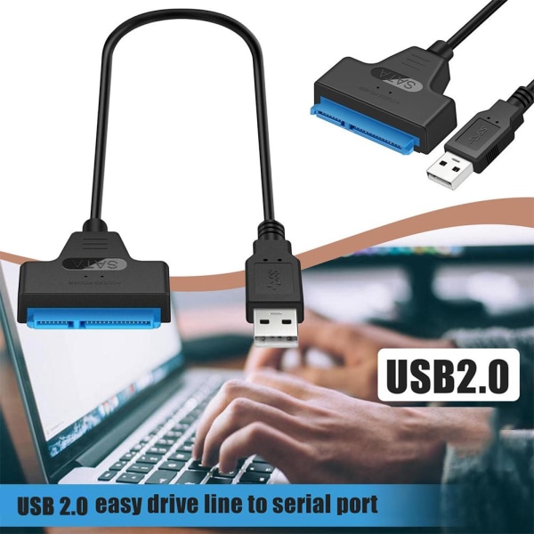 USB 2.0 till SATA 22-stifts 2,5 tums hårddisk HDD Adapter Anslutning usb2.0B with DC port