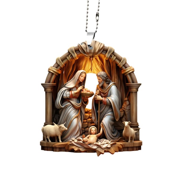 Julkrubba Ornament, Akryl 2D Jesu Födelse Style 2 1pcs