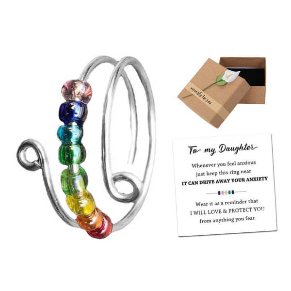 Till min dotter - Drive Away Your Anxiety Rainbow Beads Fidget Ri gold One-size
