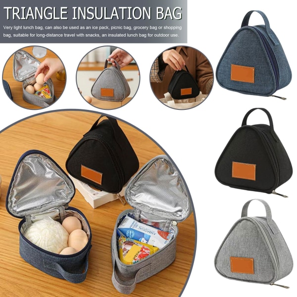 Mini Triangel Lunch Box.Bag Ice Pack Bento Frukost Mat Insula blue One-size