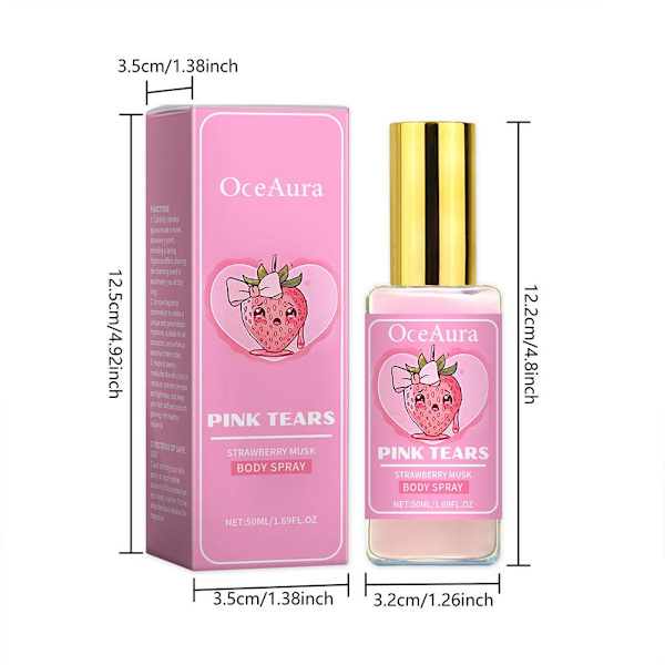 Parfymerad kroppsmistspray 50 ml Långvarig doft av jordgubbsmysk.