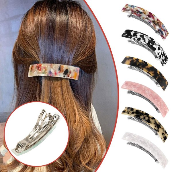 Mångfärgade stora franska hårspännen Slide Accessoarer white one-size