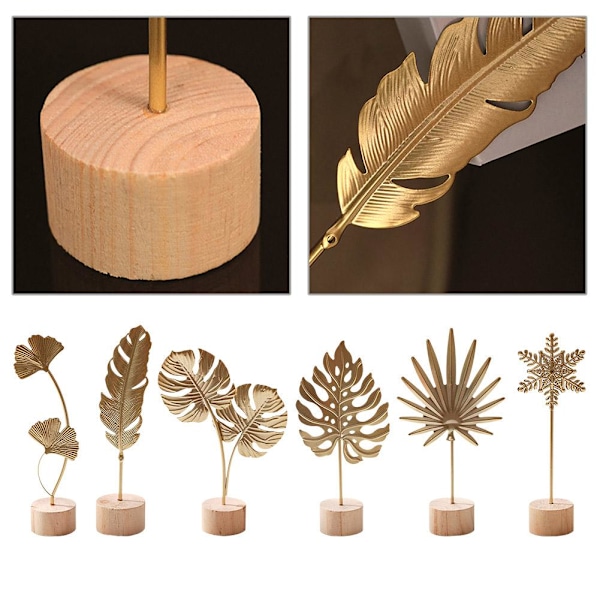 Staty Ginkgo Leaf Ornament Metall Guld Blad Skulptur Modern Ho feather 1pcs