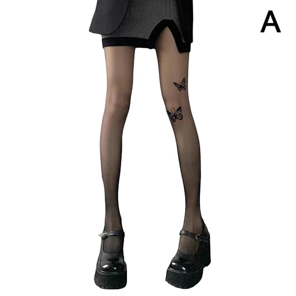 2024 Nya Svarta Sidenstrumpor Anti-hake Sidenstrumpor Botten Tights~ Fjäril G1 B3V6  white three