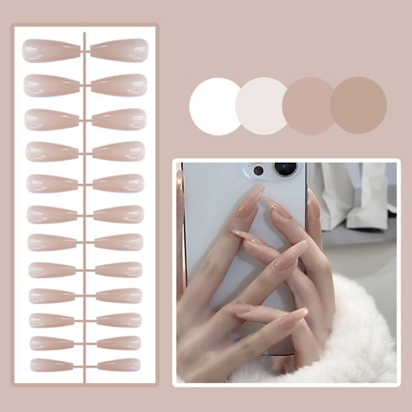 Manikyr Enfärgad Falska Naglar Lång Nagel Konstgjord Nagel Falska Trapetsformade Konstnaglar P4r3 style 7 1set