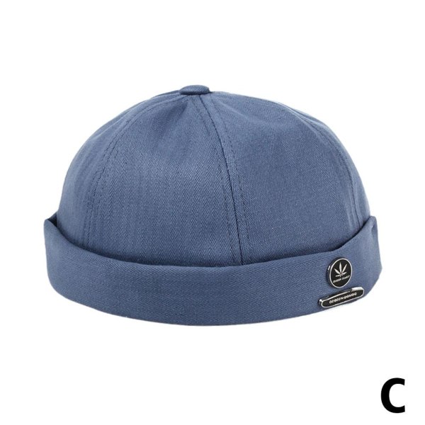 Koreanskt mode hattar utan brätte Retro bomull justerbar cap herr C blue one-size