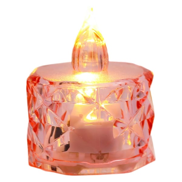 Flameless LED Värmeljus Fladdrande Batteridrivna Juldekorationer L4U6 Pink One size