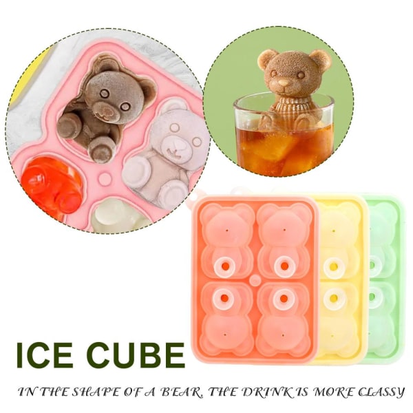 Ice Cube Form Björn Hundform 3D Silikon Chokladtillverkningsbricka I yellow one-size