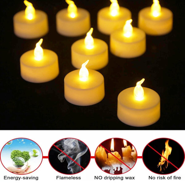 CZQIKEDA Tealights, 1/18/25 st batteridrivna flamlösa LED-te flashing yellowA One-size 18pcs