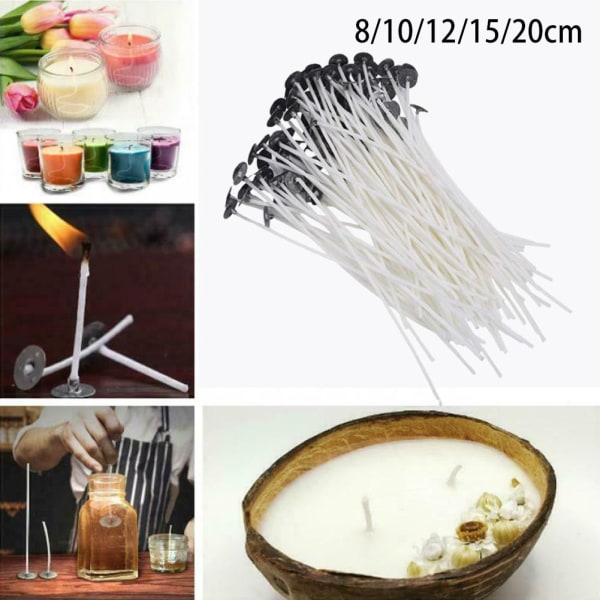 CZQIKEDA Bomullsveke för Ljus, 100 st Naturligt Rökfria Trävekar 15cm One-size