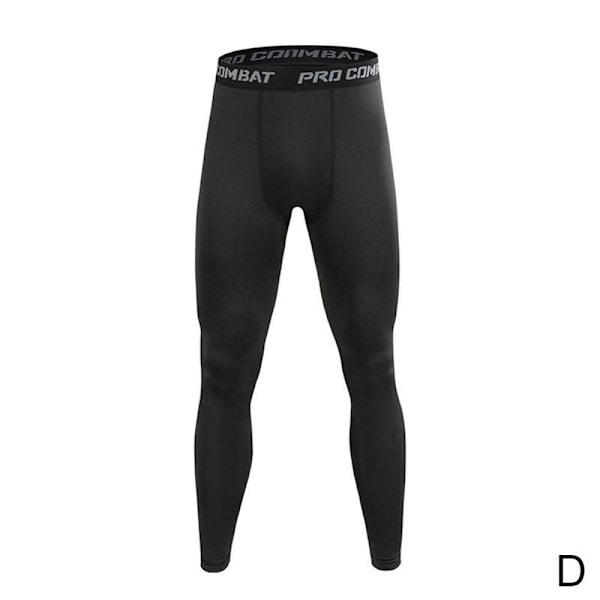 Herr Kompressionstights Byxor Träningsbyxor Löpning Fitness Joggingbyxor Pure black L