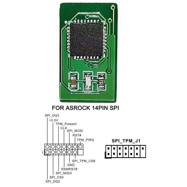 Tpm2.0 Säkerhetsmodul Stöder Multi-brand moderkort 20-1pin green For MSI 12Pin SPI
