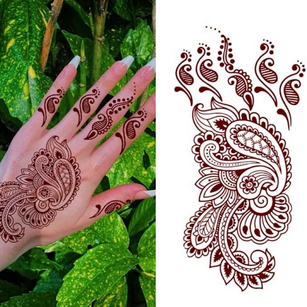 12 Stil Brun Henna Brun Spets Temporära Tatueringar Klistermärke För Kvinnor Mehndi Klistermärken För Hand O9o2 style 6 1pcs