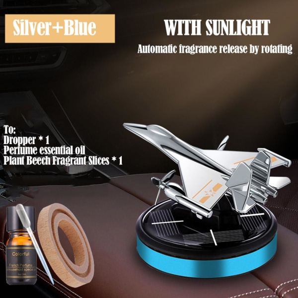 Car Air Freshener Flygplan Dashboard Roterande Aircraft Doft Silver+Silver 1set