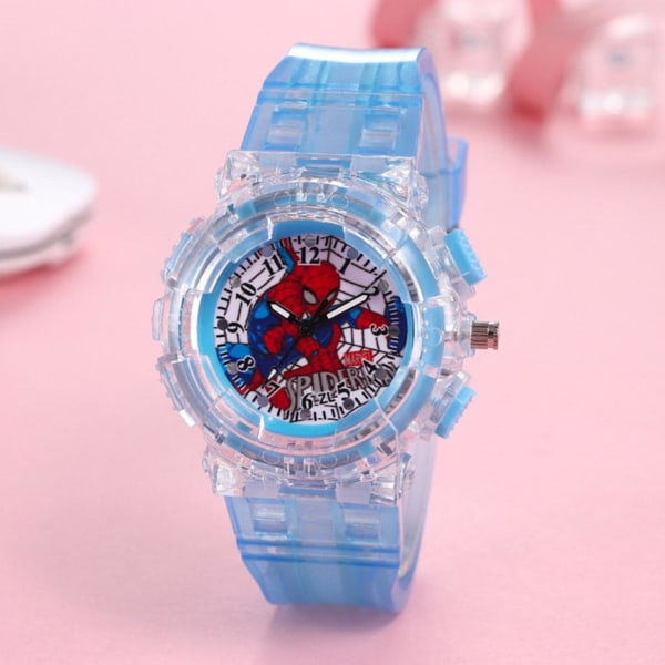 Cartoon Luminous Watch Cartoon Kids Spiderman Watch LED Light Ki Black One size