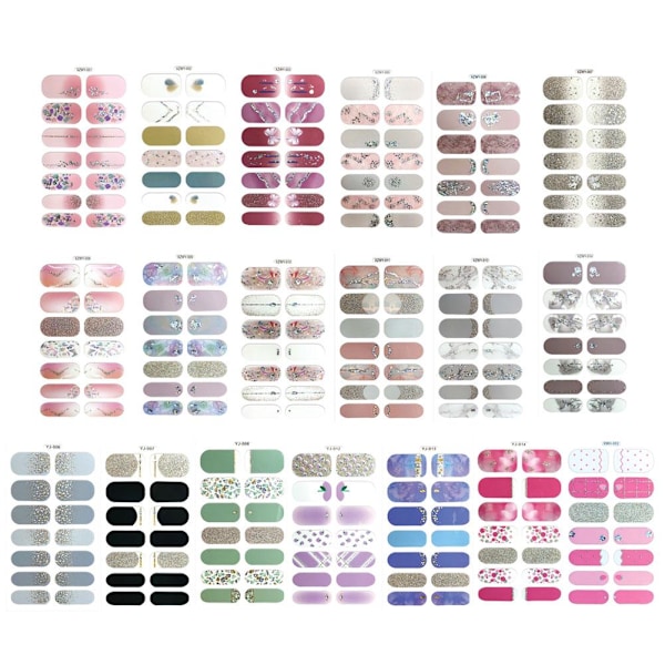 Europeisk amerikansk mode tryckt 3D nagelstickers helt täckta med nagellacksfilm glitter P4o8 	A 1pcs