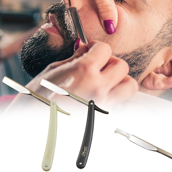 Barberblad Rakhyvel Manuell Kolstål Vikbar Bekväm Rakverktyg Svart Frisörsalong X8F9 green One size