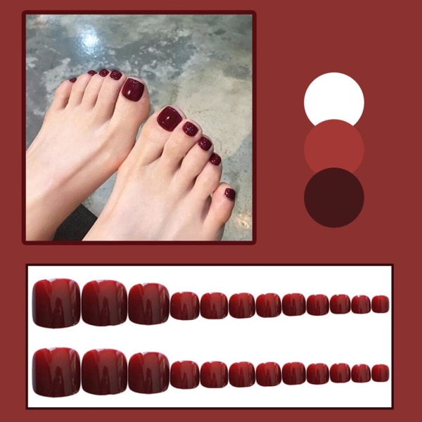 24st Fake Toe Nails Press On Nail Falsk Tånagel 3D Glitter Nail 1 one-size