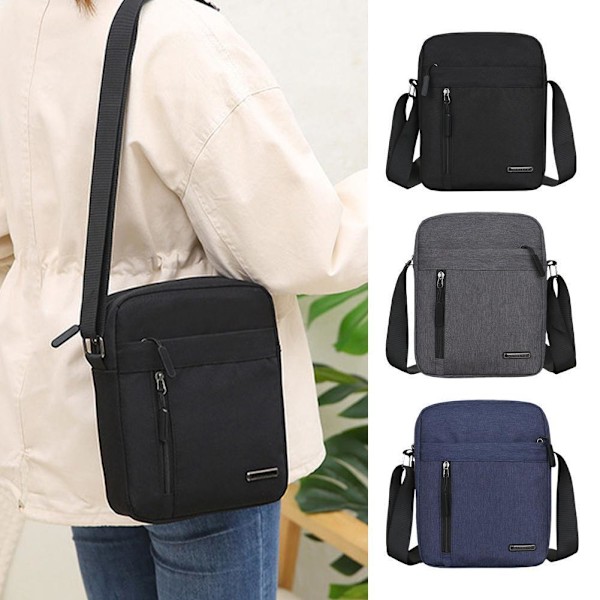 Liten axelremsväska Nylon Multi Pocket Portabel pojkväska C1T4 Black One size