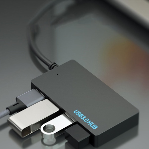NY 4-Portars Hub Splitter USB 3.0 Höghastighetsadaptrar Multi PC Laptop Desktop blackA usb3.0