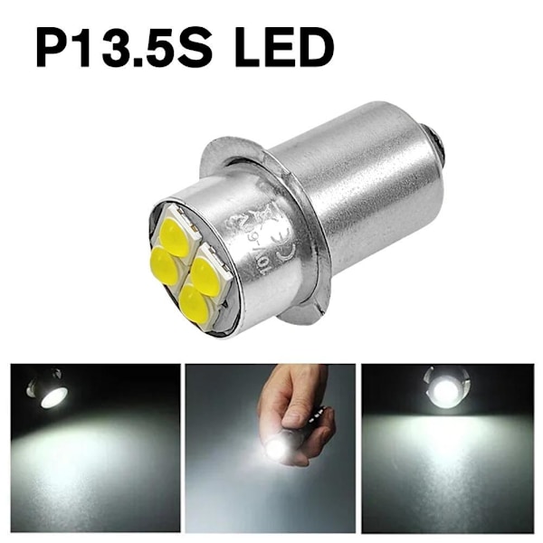 P13.5S PR2 LED DC-3V/4.5V/6V/12V/18V/24V Ersättningslampa för ficklampa - Vit