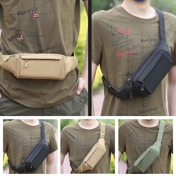 Ny Midjeväska för Män Mobiltelefonväska Multifunktionell Kamouflage Sportväska Crossbody Väska V9X7 Khaki onesize