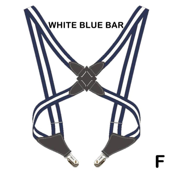 Mäns X Shape hängslen Justerbar elastisk hängslen Clip-on bälte S White and blue bars One-size