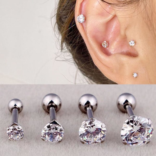 Broskörhängen Stud Gem Flat Disc Back Tragus Nose Helix Lab Gold 6mm