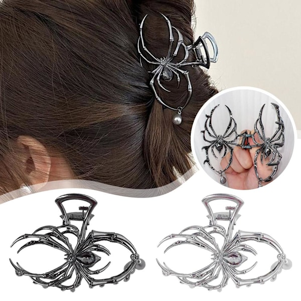 Spindelhårklämmor, Metall Spindelhårklämmor för Kvinnor, Halksäkra Black One size